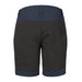 Navy Blue shorts with a black seat on a white background