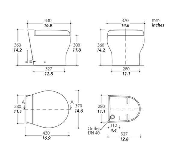 TECMA Elegance 2G Electric Toilet Cut/Short