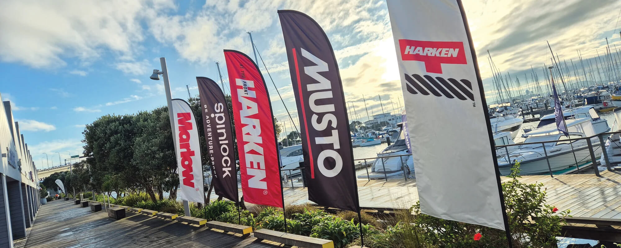 Panoramic view of the entrance to Fosters Chandlery marine supply store in Auckland