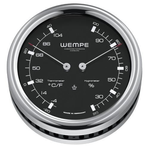 WEMPE Thermometer/Hygrometer Combination S/S 100mm Ø (PILOT III Series)