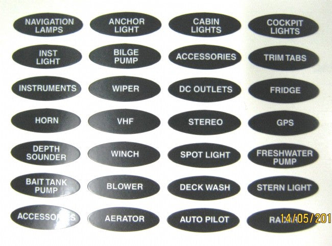 SWITCH PANEL LABELS BEP
